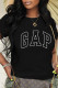 Black Fashion Casual Print Letter O Neck T-Shirts