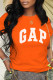 Orange Fashion Casual Print Letter O Neck T-Shirts