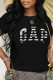 Black Fashion Casual Print Letter O Neck T-Shirts