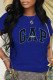 Blue Fashion Casual Print Letter O Neck T-Shirts
