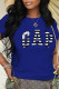 Blue Fashion Casual Print Letter O Neck T-Shirts