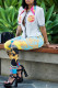 White Fashion Casual Print Patchwork Turndown Collar Short Sleeve Two Pieces