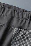 Black Casual Print Patchwork O Neck Short Sleeve Two Pieces