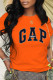 Orange Fashion Casual Print Letter O Neck T-Shirts