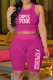 Purple Fashion Street Print Letter O Neck Sleeveless Two Pieces