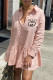Pink Fashion Casual Character Letter Turndown Collar Shirt Dress Dresses