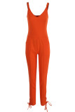 Apricot Sexy Solid Patchwork Spaghetti Strap Regular Jumpsuits