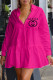 Rose Red Fashion Casual Character Letter Turndown Collar Shirt Dress Dresses