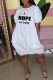 Letter Print Fashion Casual Print Letter O Neck One Step Skirt Dresses