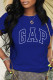 Blue Fashion Casual Print Letter O Neck T-Shirts