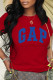 Red Fashion Casual Print Letter O Neck T-Shirts