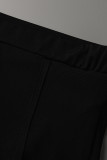 Blue Sexy Solid Patchwork See-through High Waist Pencil Solid Color Bottoms