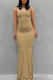 Khaki Sexy Solid Patchwork Spaghetti Strap Trumpet Mermaid Dresses