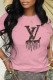 Pink Fashion Casual Print Letter O Neck T-Shirts
