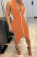 Tangerine Red Sexy Solid Patchwork Asymmetrical Zipper V Neck Vest Dress Dresses