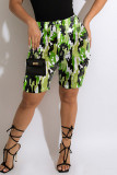 Camouflage Casual Print Camouflage Print Split Joint High Waist Straight Full Print Bottoms
