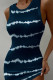 Dark Blue Casual Print Patchwork O Neck Pencil Skirt Dresses