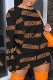Black Fashion Sweet Print Letter O Neck One Step Skirt Dresses