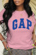 Pink Fashion Casual Print Letter O Neck T-Shirts