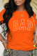 Orange Fashion Casual Print Letter O Neck T-Shirts