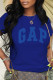 Blue Fashion Casual Print Letter O Neck T-Shirts