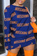 Blue Fashion Sweet Print Letter O Neck One Step Skirt Dresses