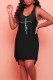 Black Casual Print Patchwork U Neck Straight Dresses