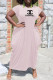 Pink Fashion Casual Print Patchwork O Neck Straight Dresses