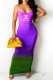 Purple Fashion Sexy Print Backless Letter Spaghetti Strap One Step Skirt Dresses