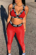 Red Sexy Print Patchwork Halter Sleeveless Two Pieces