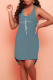 Navy Blue Casual Print Patchwork U Neck Straight Dresses