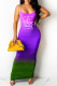 Purple Fashion Sexy Print Backless Letter Spaghetti Strap One Step Skirt Dresses