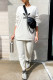 Cream White Fashion Casual Print Patchwork O Neck Long Sleeve Two Pieces