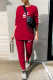 Red Fashion Casual Print Letter O Neck Long Sleeve Two Pieces