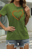Red Fashion Casual Print Basic O Neck T-Shirts