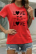Red Fashion Casual Letter Print Basic O Neck T-Shirts