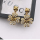 Gold Fashion Vintage Letter Hot Drill Earrings