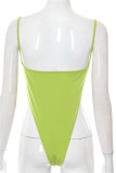 Green Fashion Sexy Solid Patchwork Backless Spaghetti Strap Sleeveless Two Pieces