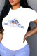 White Fashion Casual Print Letter O Neck T-Shirts