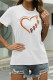 White Fashion Casual Print Basic O Neck T-Shirts