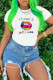 White Fashion Casual Letter Lips Printed Basic O Neck T-Shirts