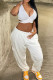 White Sexy Solid Patchwork V Neck Short Sleeve Two Pieces