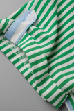 Colour Casual Striped Patchwork Turndown Collar Shirt Dress Dresses