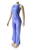 Red Fashion Casual Solid Patchwork O Neck Sleeveless Two Pieces