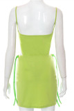 Green Fashion Sexy Solid Patchwork Backless Spaghetti Strap Sleeveless Two Pieces