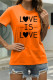 Orange Fashion Casual Letter Print Basic O Neck T-Shirts