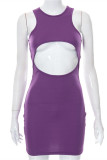 Black Fashion Sexy Solid Hollowed Out O Neck Sleeveless Dress
