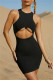 Black Fashion Sexy Solid Hollowed Out O Neck Sleeveless Dress