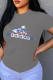 Grey Fashion Casual Print Letter O Neck T-Shirts