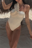 Apricot Fashion Sexy Solid Patchwork Backless Swimwears